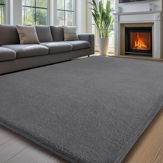 Soft Fluffy Area Rug Wool Silk Machine Washable Non Slip
