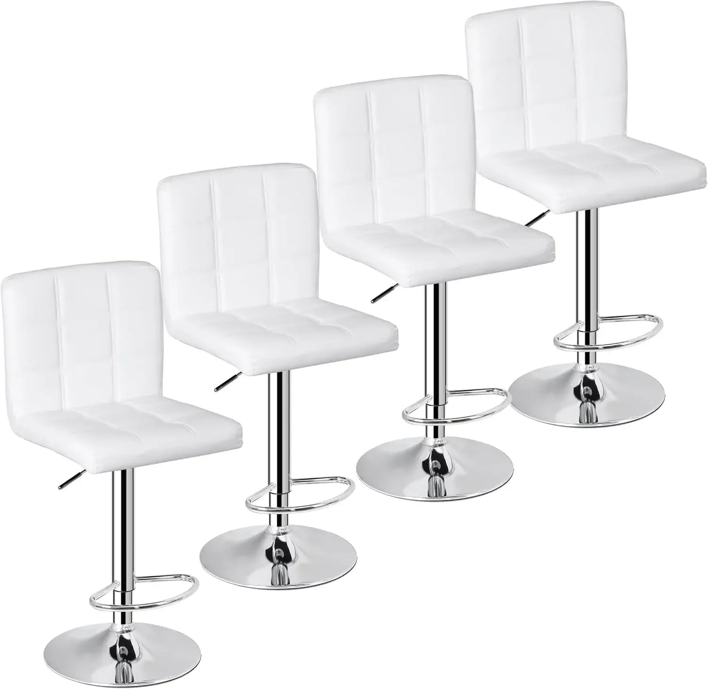 Set Of 4 Adjustable Swivel Barstools In PU Leather