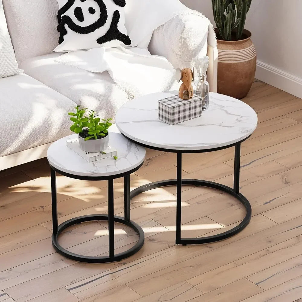 XMSJ Nesting Coffee Table Set Of 2 Wood Grain Finish