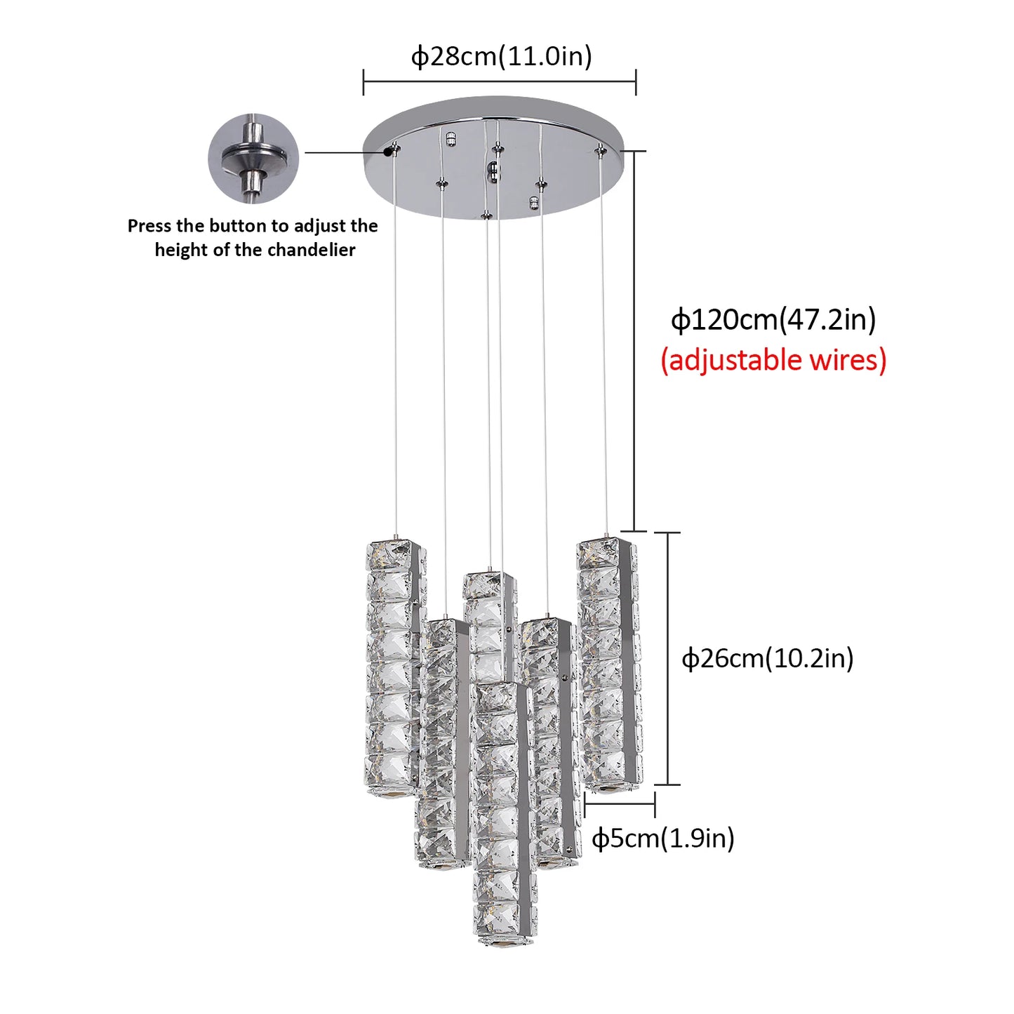 VETRULUS Nordic Crystal LED Pendant Lamp for Living Room