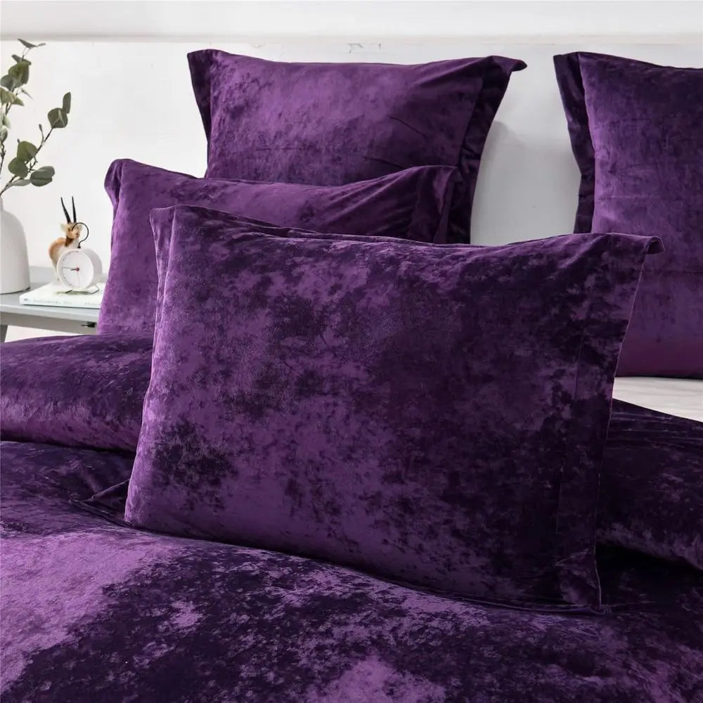Velvet Comforter Set With Cotton Fill Five Piece Bedding