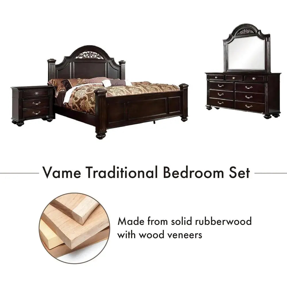 Solid Wood Traditional Six Piece Bedroom Set with Chest and Dresser