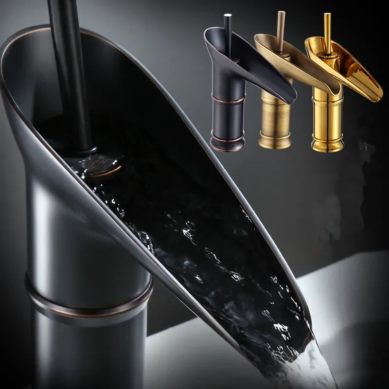 ZGRK Bathroom Faucet Single Lever Waterfall Basin Mixer Brass