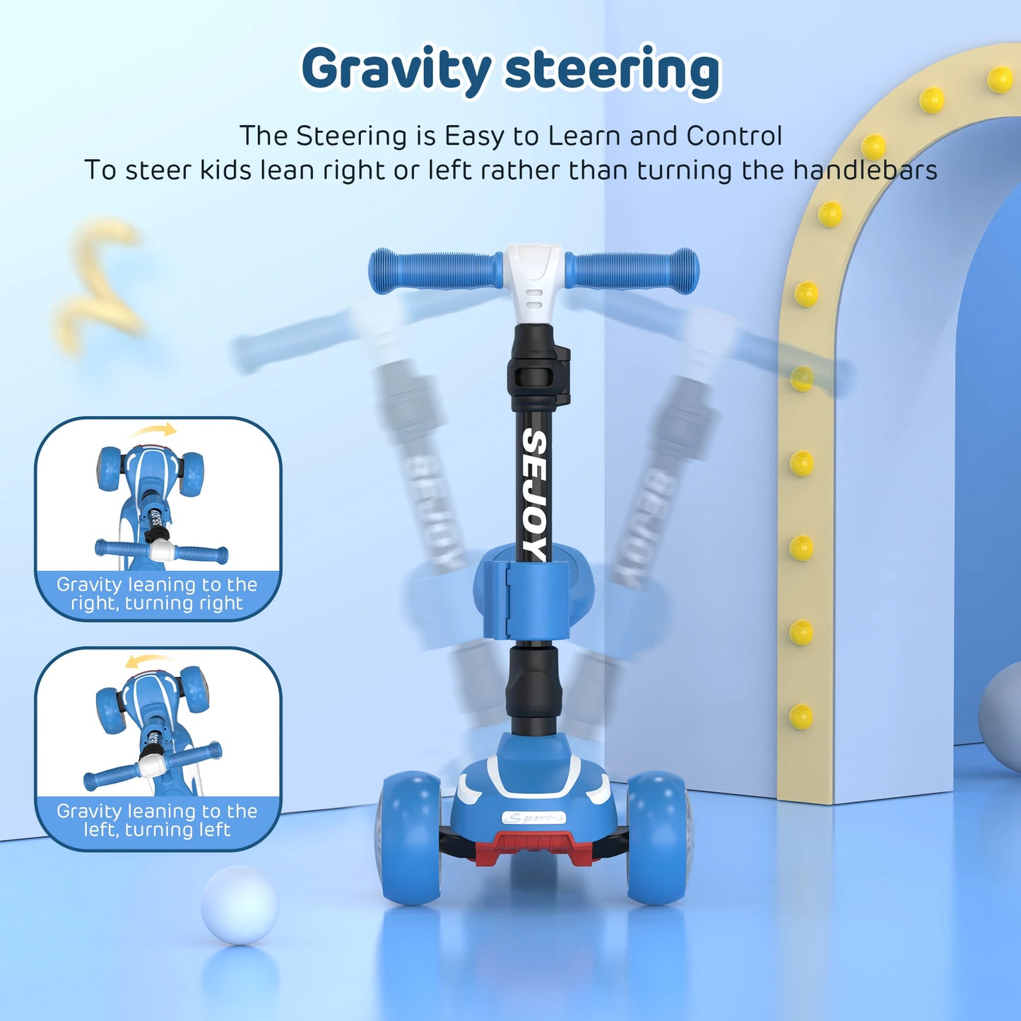 Three Wheel Kick Scooter With LED Lighted Wheels For Kids