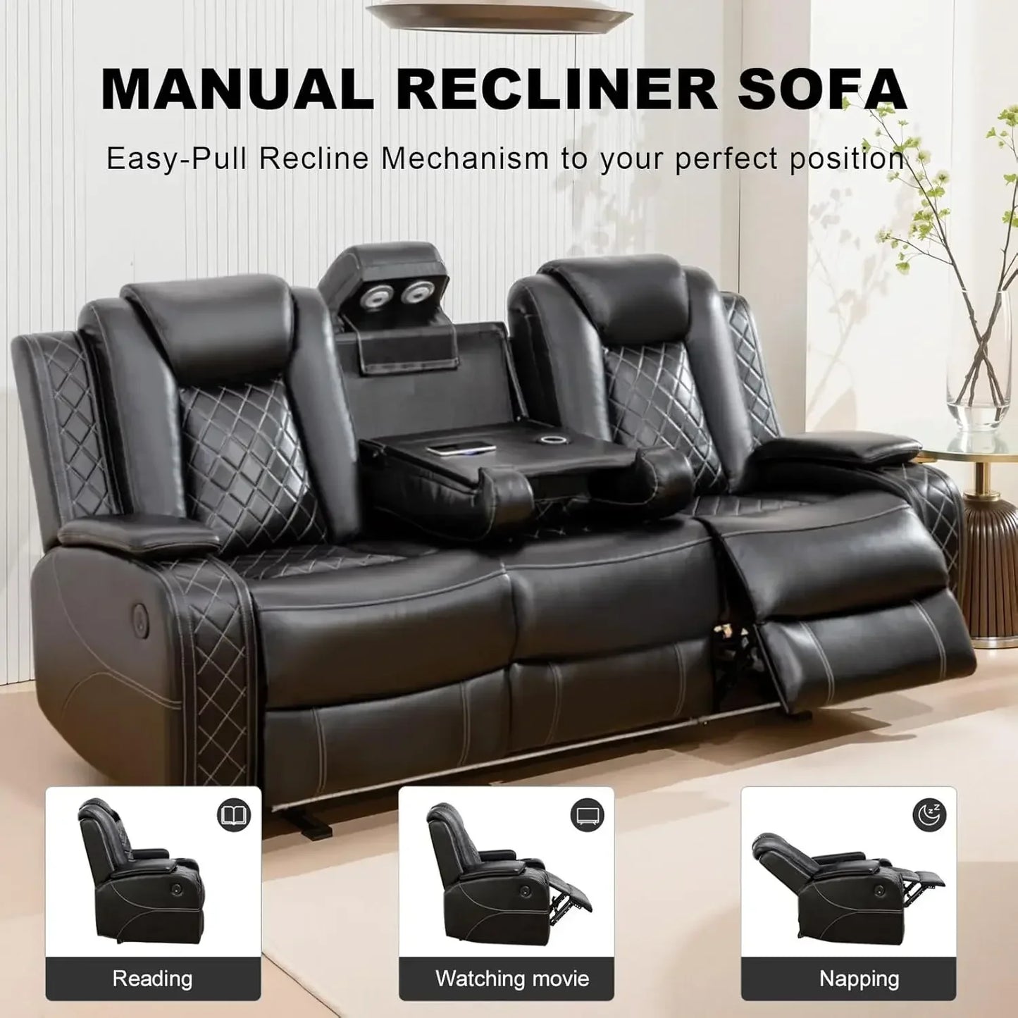 Electric Recliner Chair With LED Light And Wireless Charging