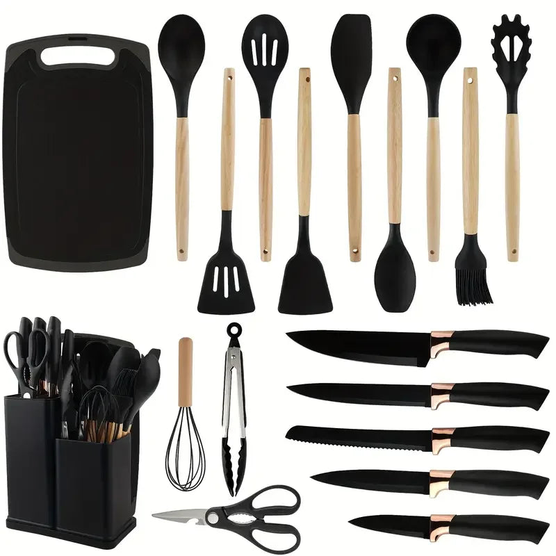 Stainless Steel Knife Set With Scissors And Cutting Board