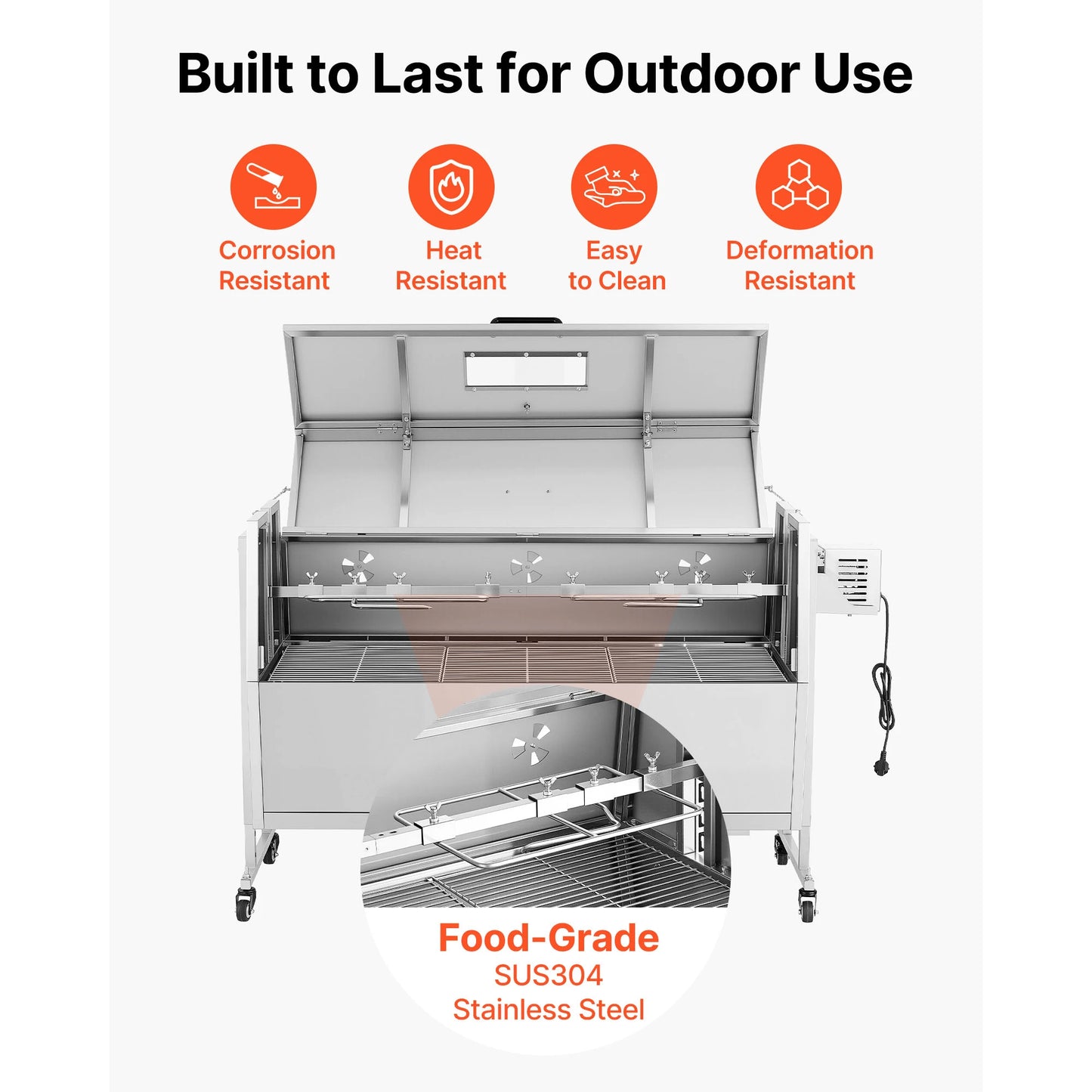 SucceBuy Stainless Steel Rotisserie Grill Kit For Outdoor BBQ
