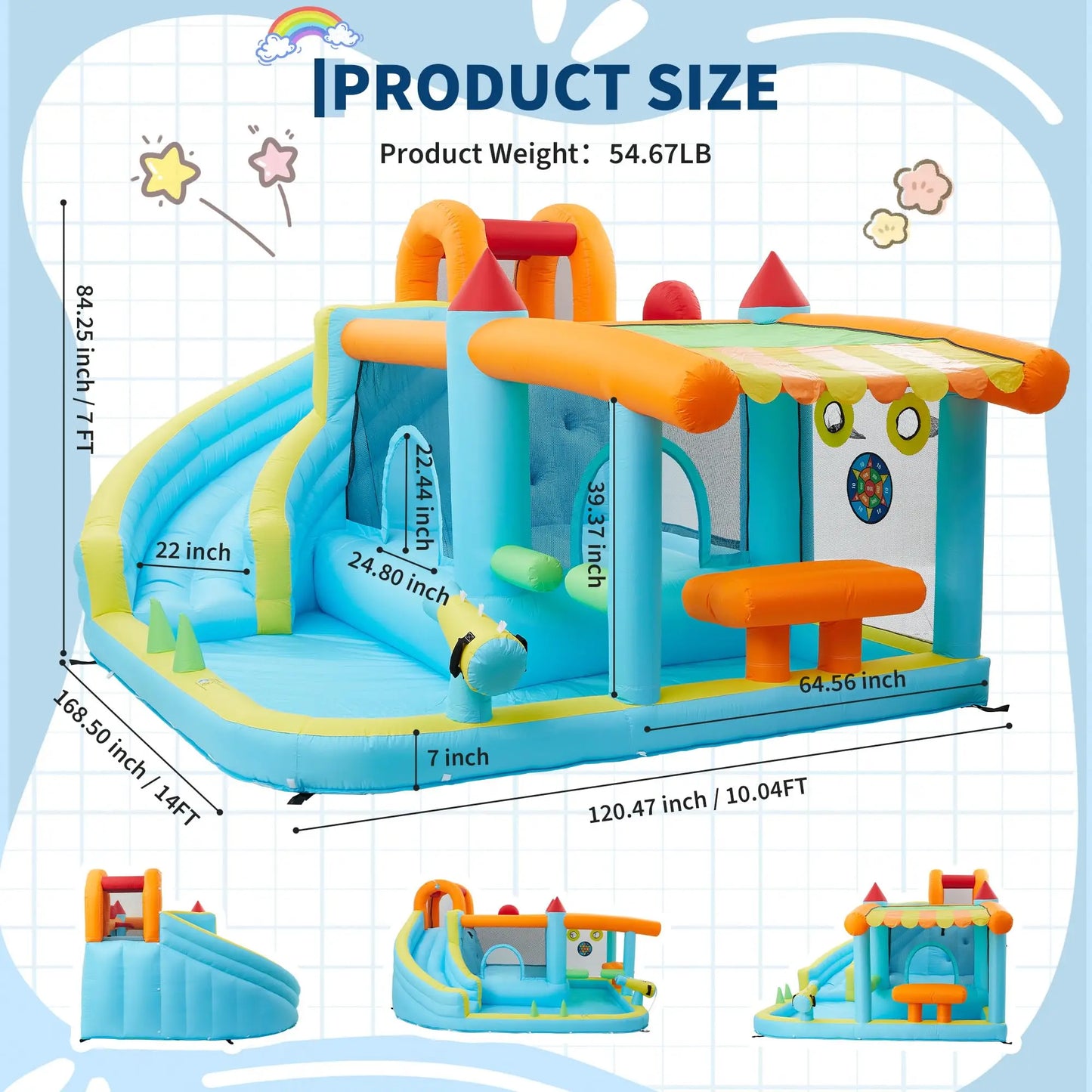 HiMISS 12-In-1 Inflatable Bounce House Water Slide Backyard