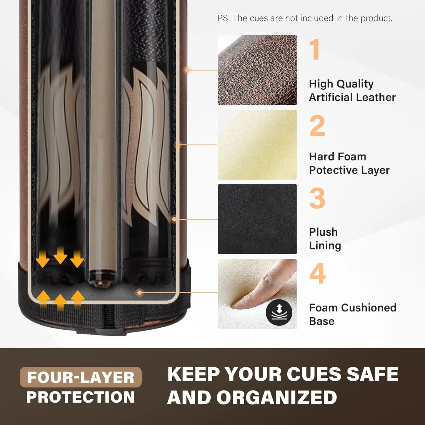 Hard Billiard Cue Case For Two Pool Cues