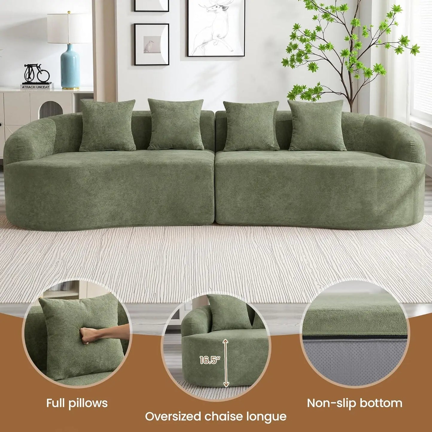 Modern Oversized Curved Cloud Chenille Sofa Sectional
