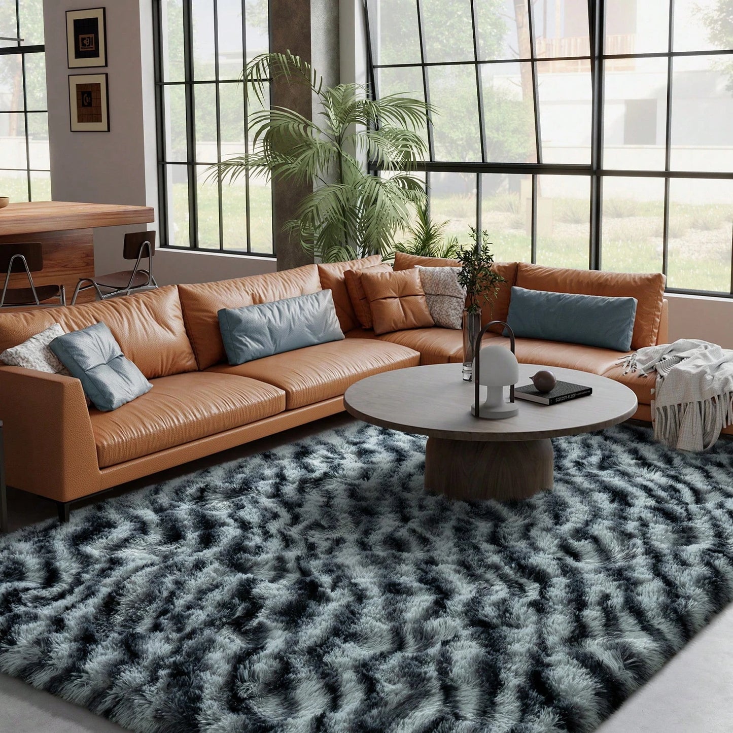 NONEDesign Fluffy Zebra Print Rug Shaggy Plush Indoor Living Room