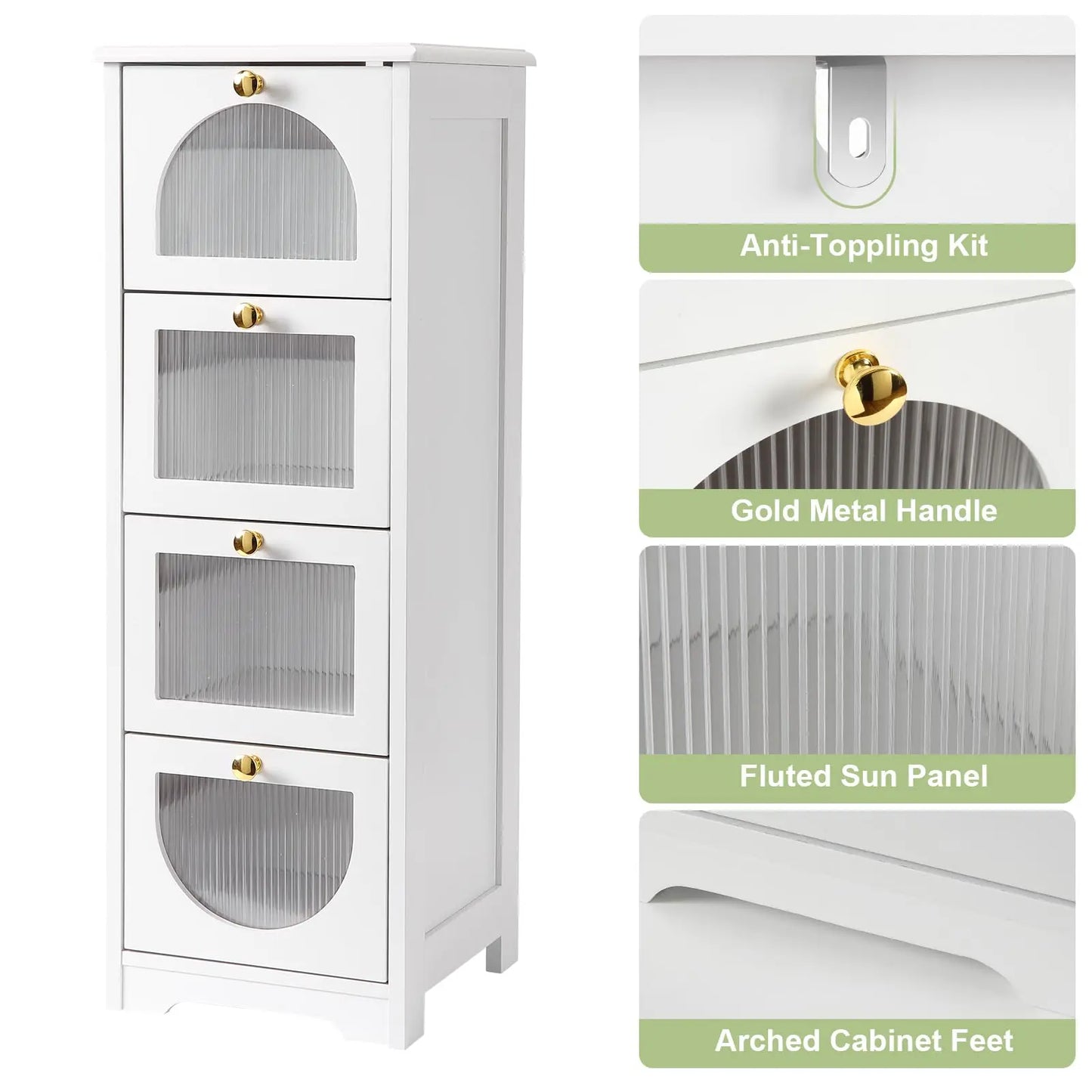 Studyset Freestanding Bathroom Storage Cabinet With Four Drawers Sleek Fronts