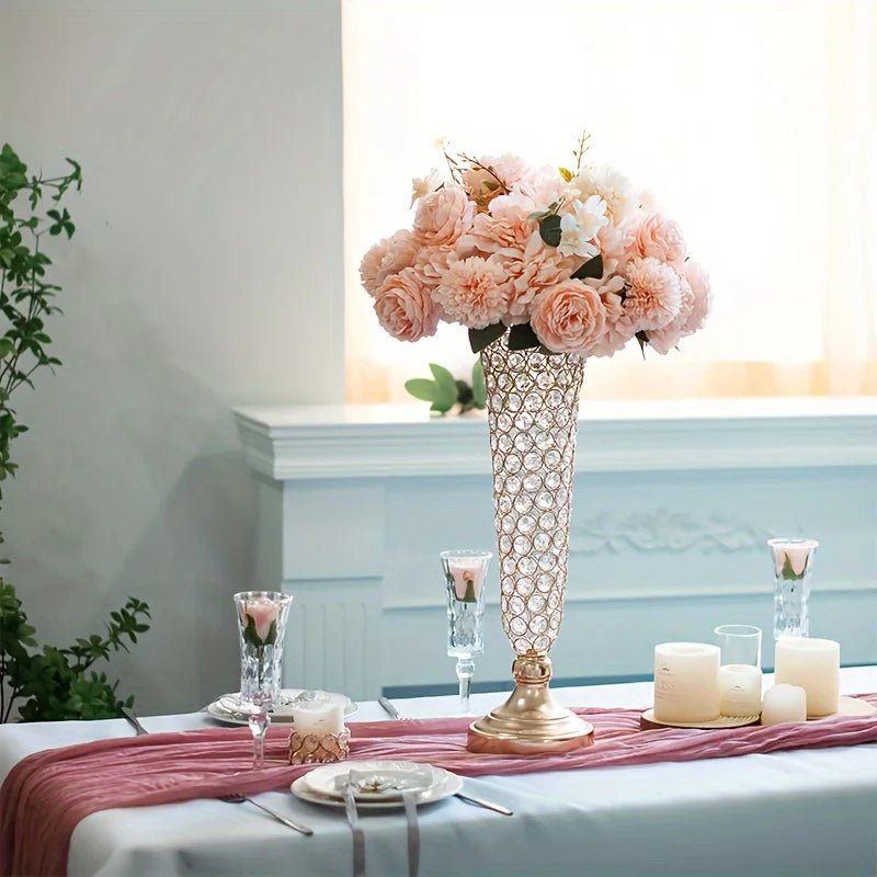 Metal Centerpiece Vases Pair For Modern Home Decor