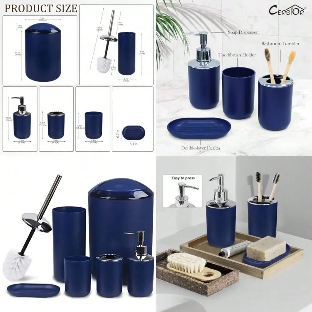 Six-Piece Bathroom Accessories Set With Soap Dispenser Toothbrush Holder Cup