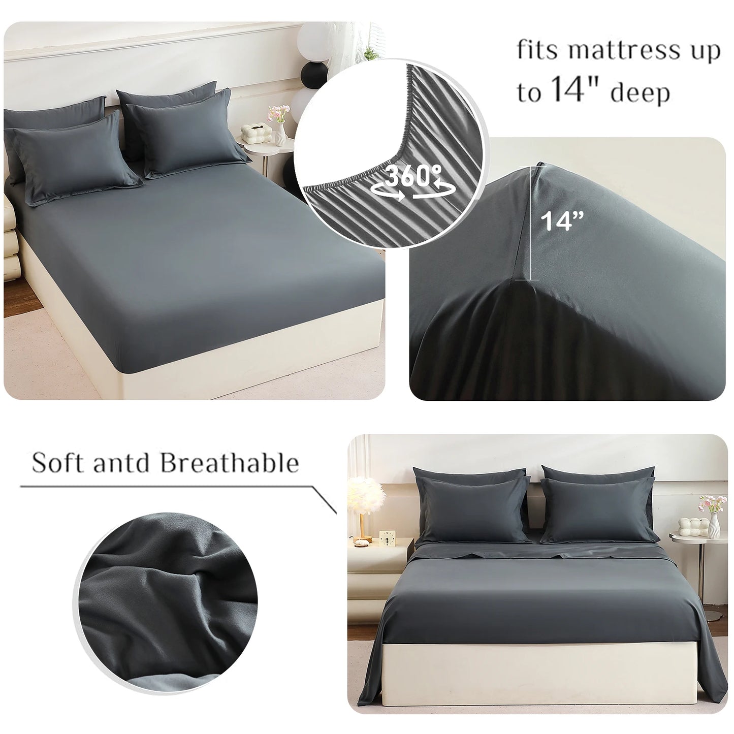 EasYum 7-Piece Bedding Set Comforter Flat Sheet Fitted Sheet Pillowcases