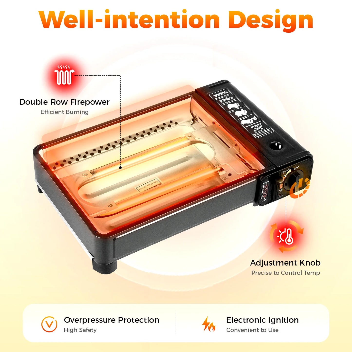 Bymaocar Portable Camping Gas Grill Butane Stove For Outdoor Cooking