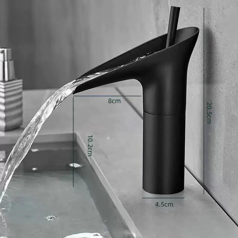 ZGRK Bathroom Faucet Single Lever Waterfall Basin Mixer Brass