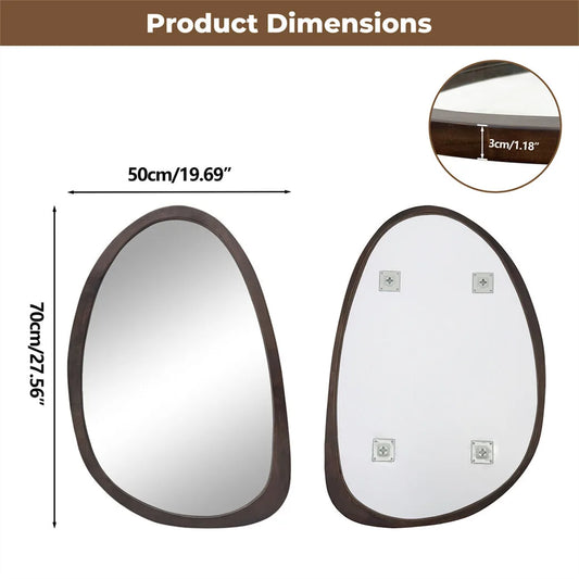 BORWART Wall Mirror With Black Walnut Wood Frame Industrial