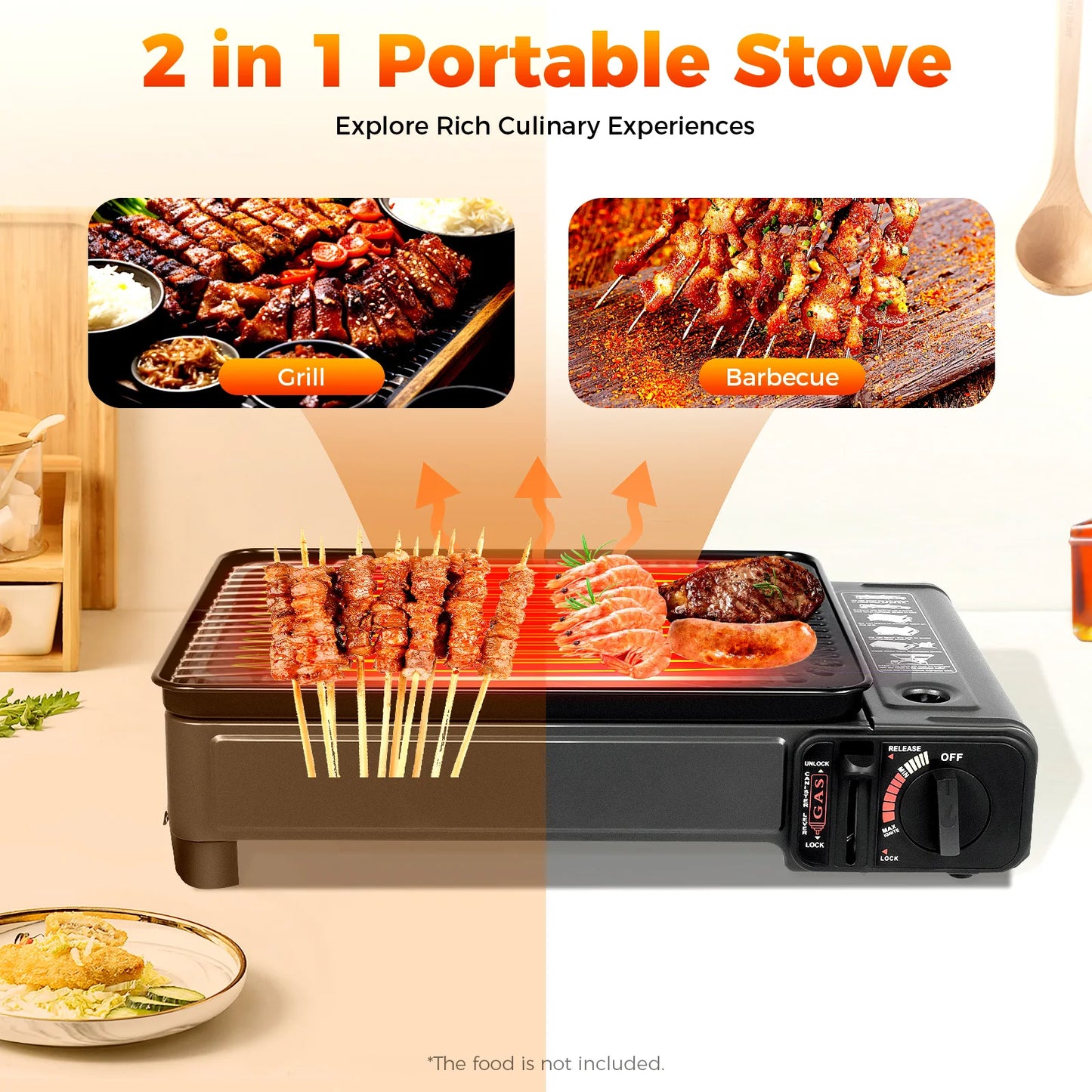 Bymaocar Portable Camping Gas Grill Butane Stove For Outdoor Cooking