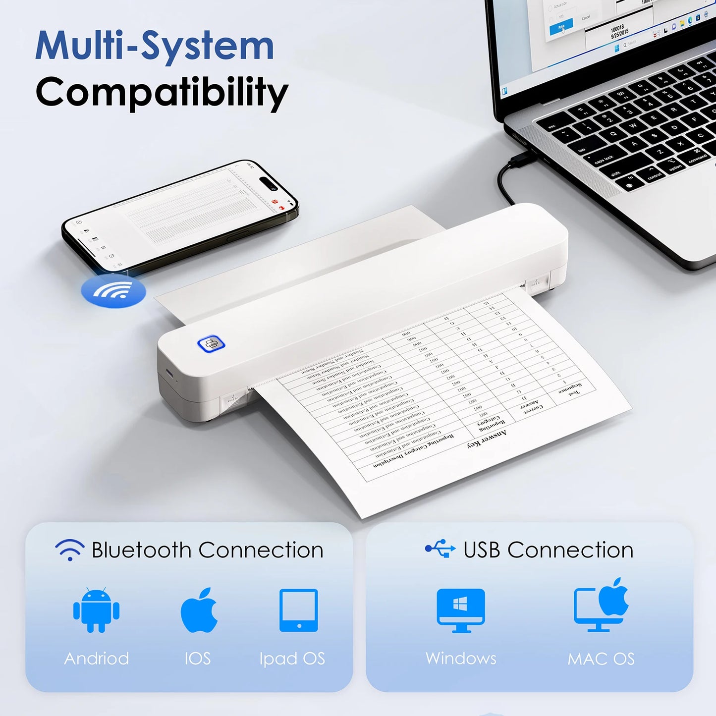 Knaon Mini Portable Thermal Printer Inkless Photo PDF