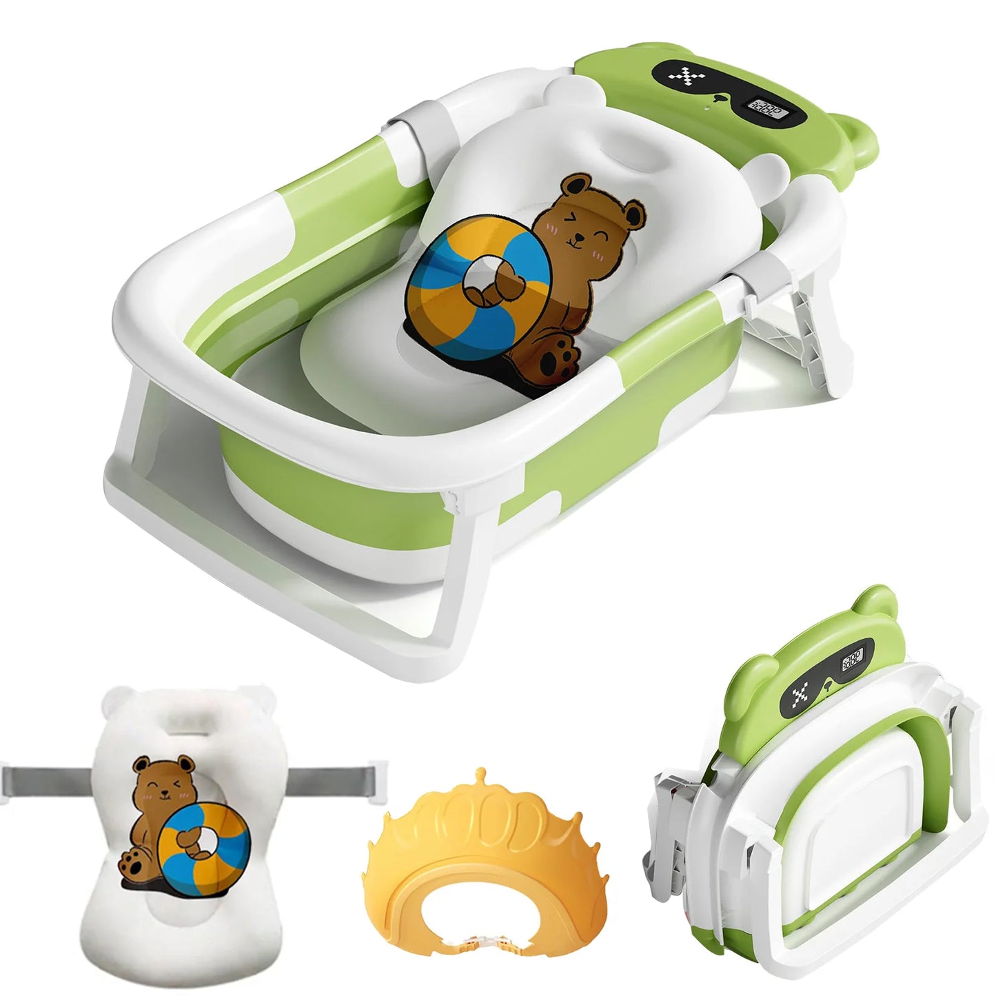 Baby Bath Tub Foldable With Cushion And Thermometer