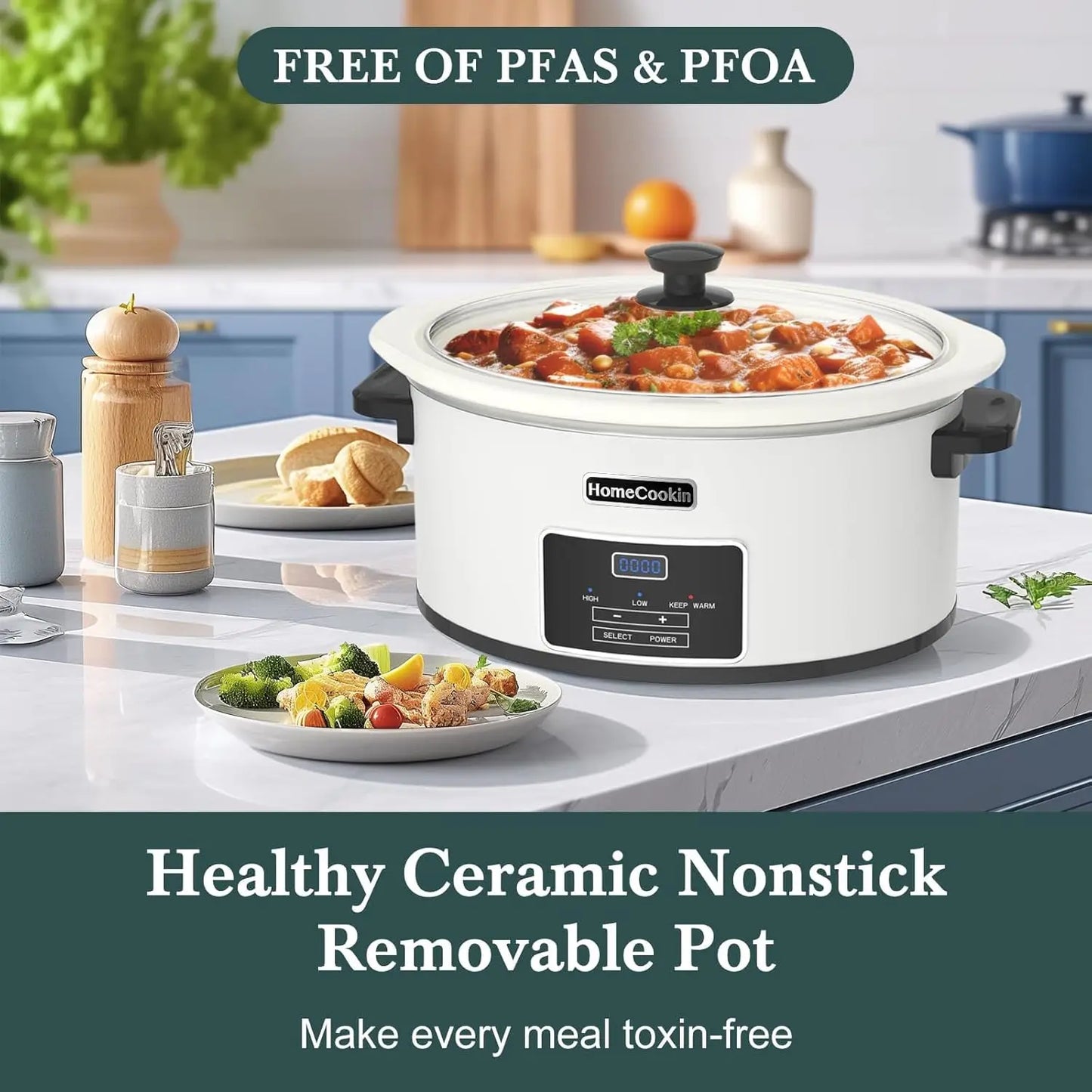 XMSJ Programmable Slow Cooker With Timer And Keep Warm