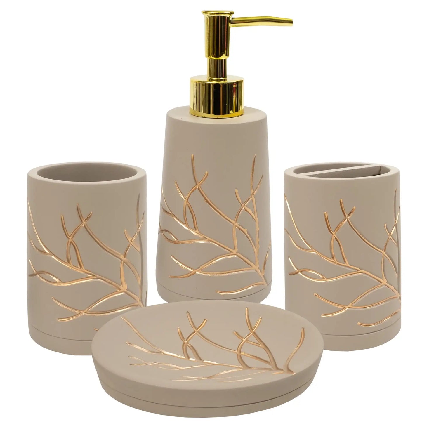 Handcrafted Concrete Four Piece Bathroom Accessory Set