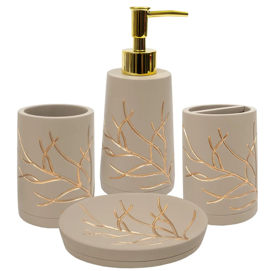 Handcrafted Concrete Four Piece Bathroom Accessory Set