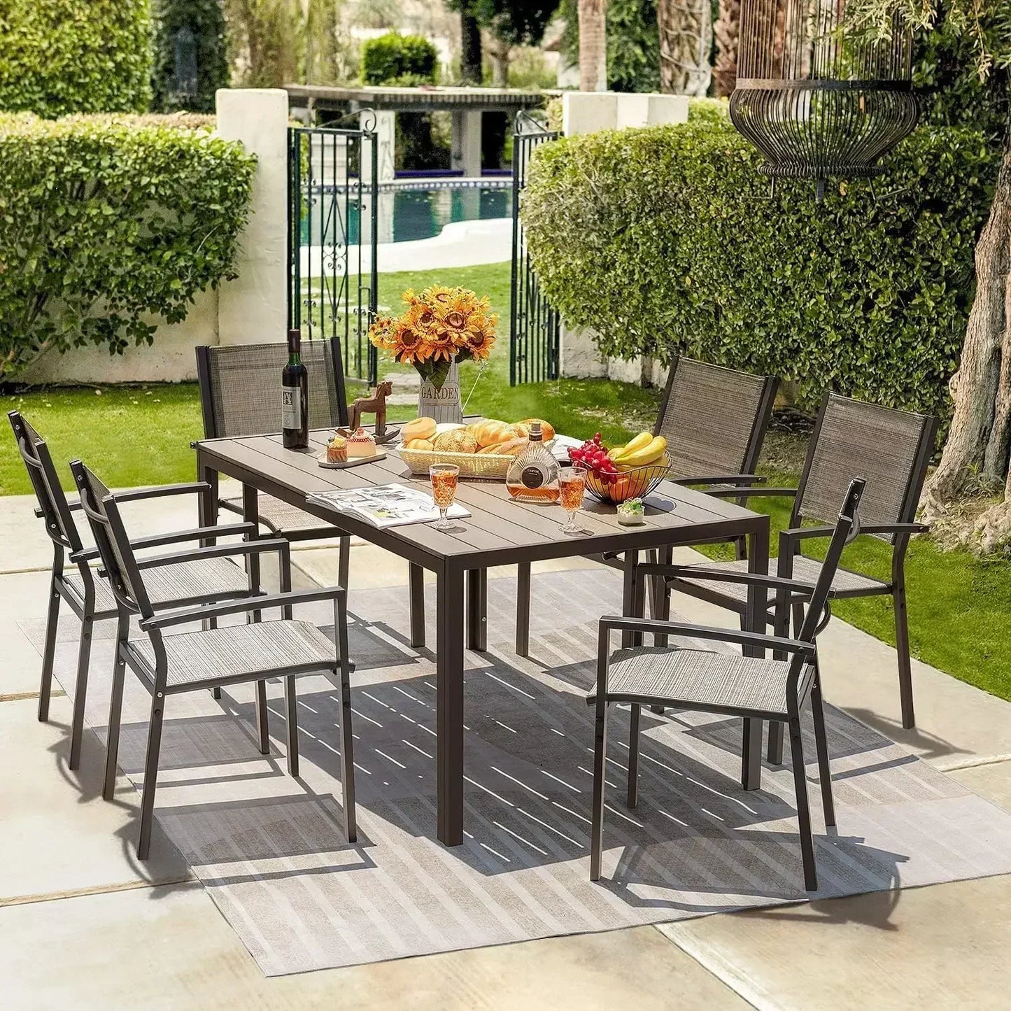 Patio Dining Set 7-Piece Outdoor Table And Chairs