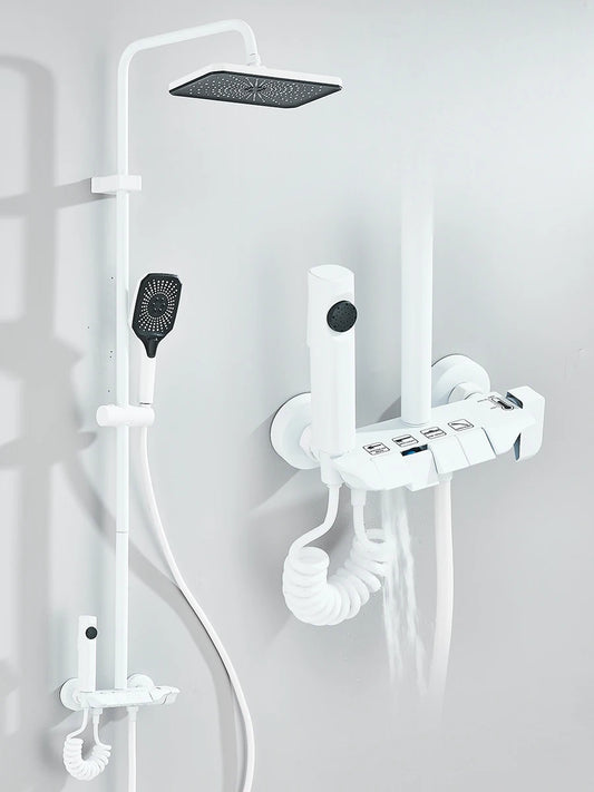 Quyanre 4 Way Piano Shower System With Rain Shower Bidet