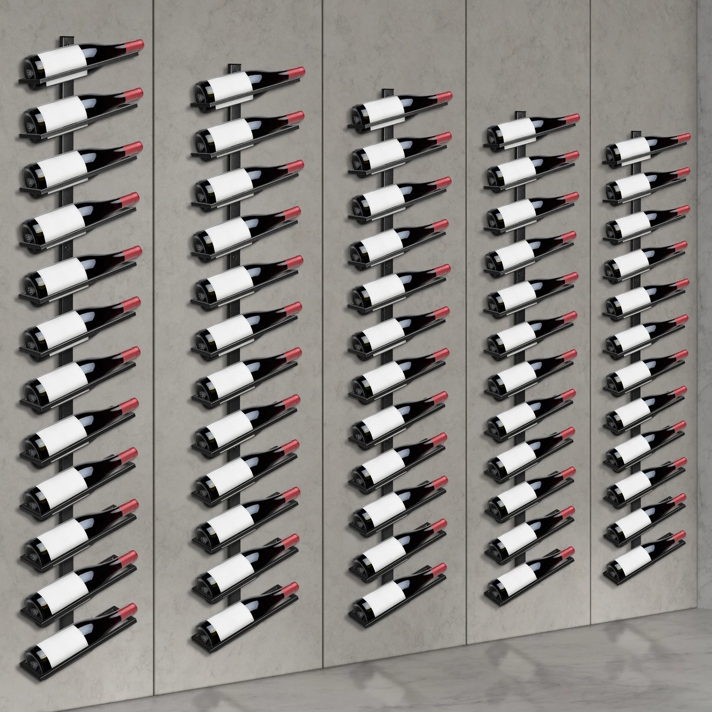 5 Pack Wall Mount Wine Rack Holds 60 Bottles For Bar Kitchen