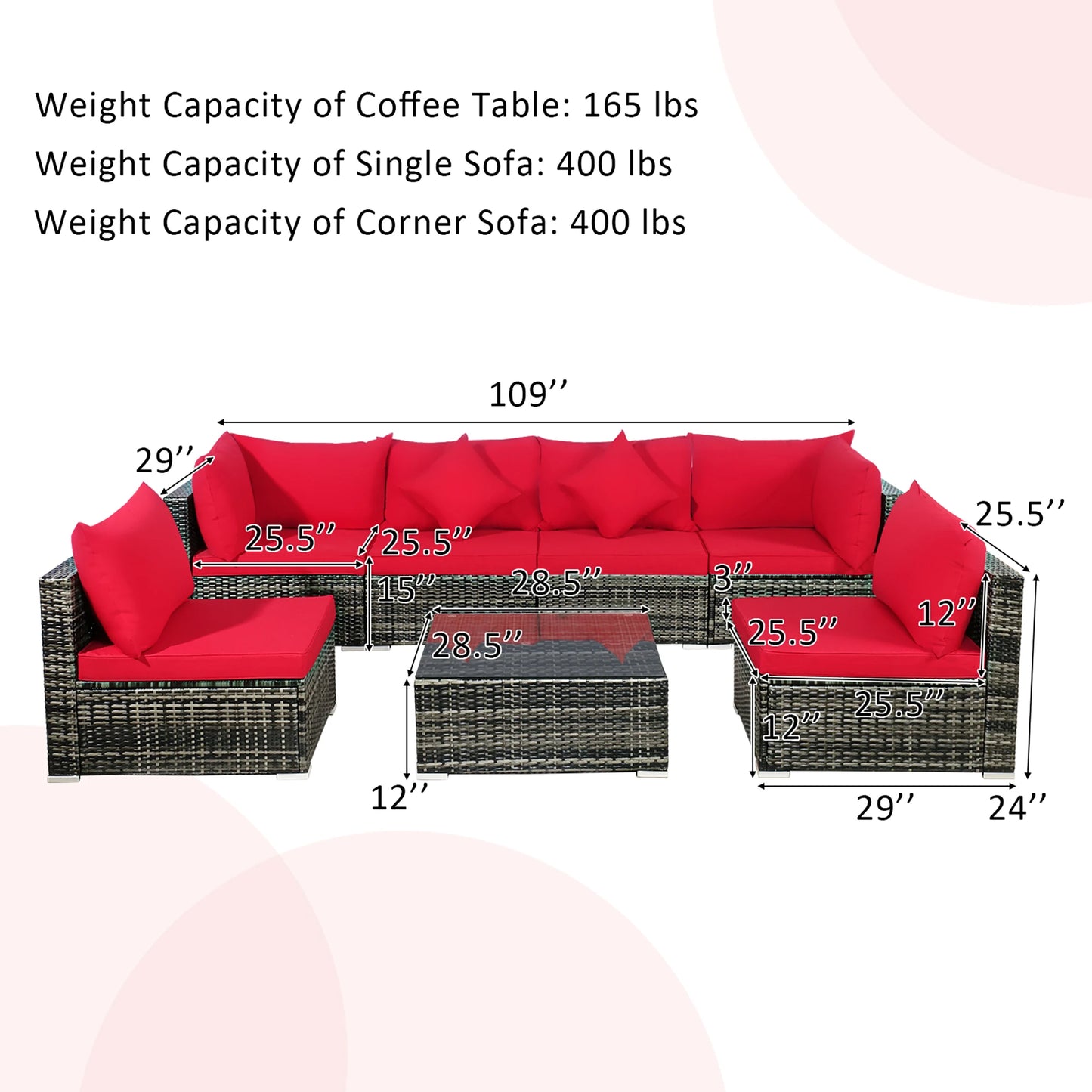 HOMASIS 7-Piece Patio Rattan Furniture Set With Cushions