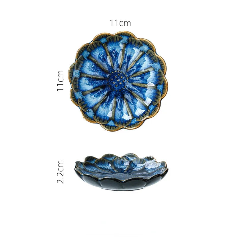 Japanese Ceramic Plate Retro Kiln Glaze Barbecue Mini Dipping Dish Sashimi Sushi Soy Sauce Dishes Home Desktop Snack Plates New