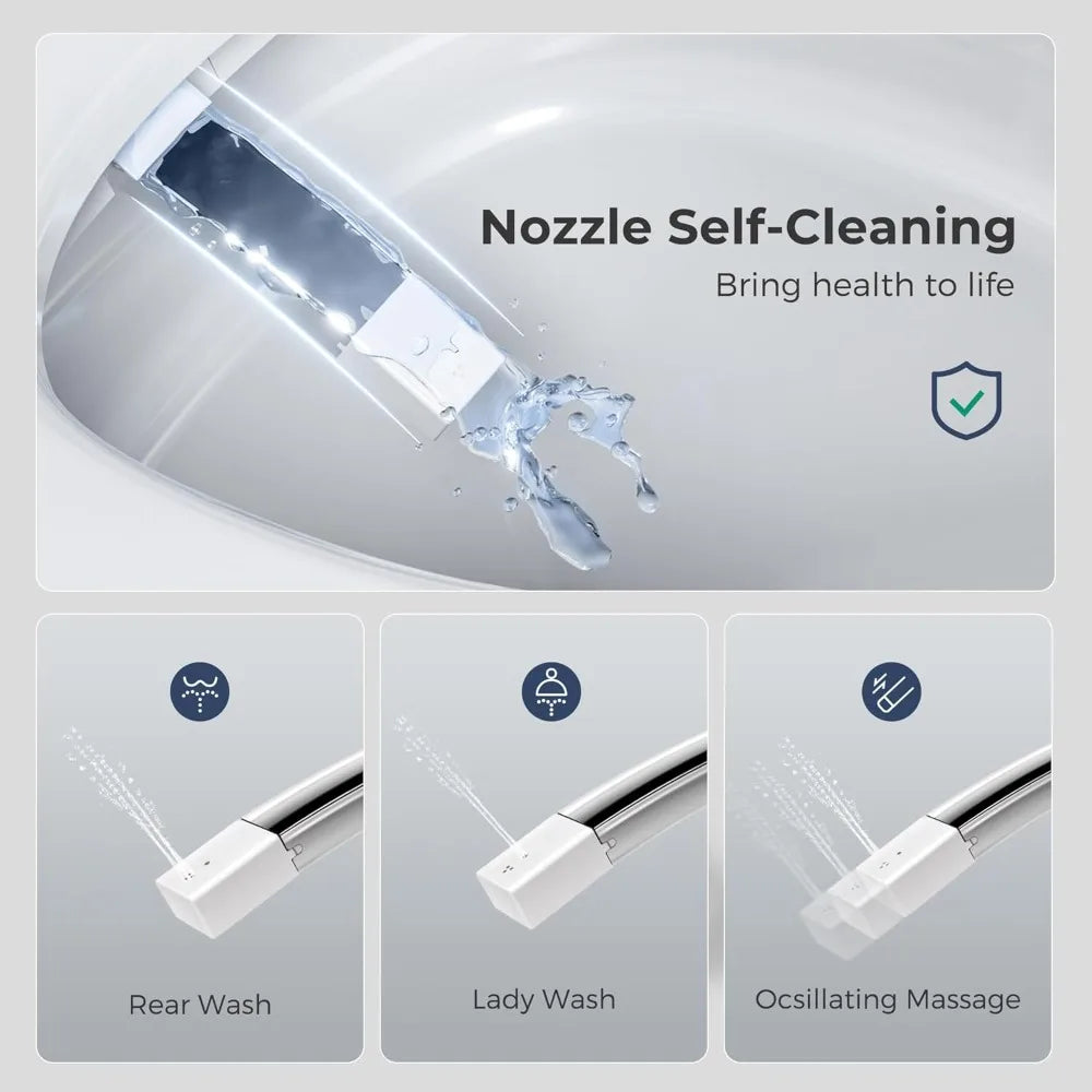 Integrated Smart Toilet With Bidet Features, Night Light, Heated Seats