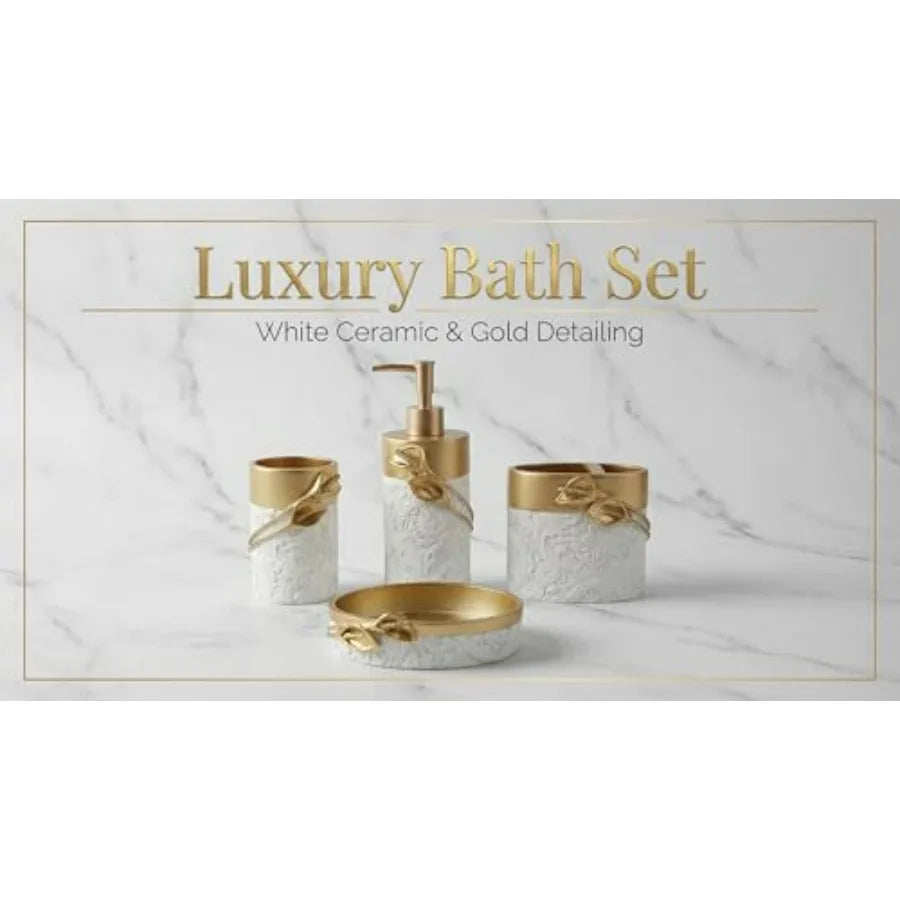 Farmhouse Resin Bathroom Set 4-Piece Toothbrush Holder