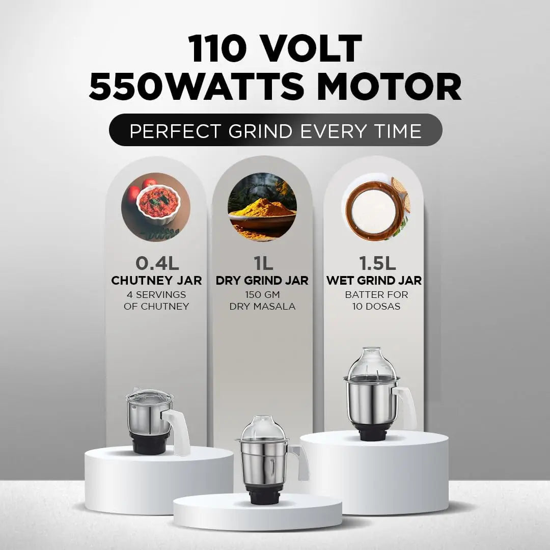 XMSJ Eco Plus Mixer Grinder With 3 Glass Jars