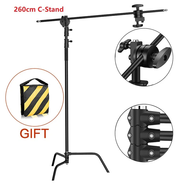SH Stainless Steel Century Foldable Light Stand C-Stand for Softbox Photography