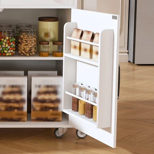 74.8" Kitchen Island with Extendable Dining Table & Power Outlet - Rolling Storage Cart on Wheels with 3 Drawers