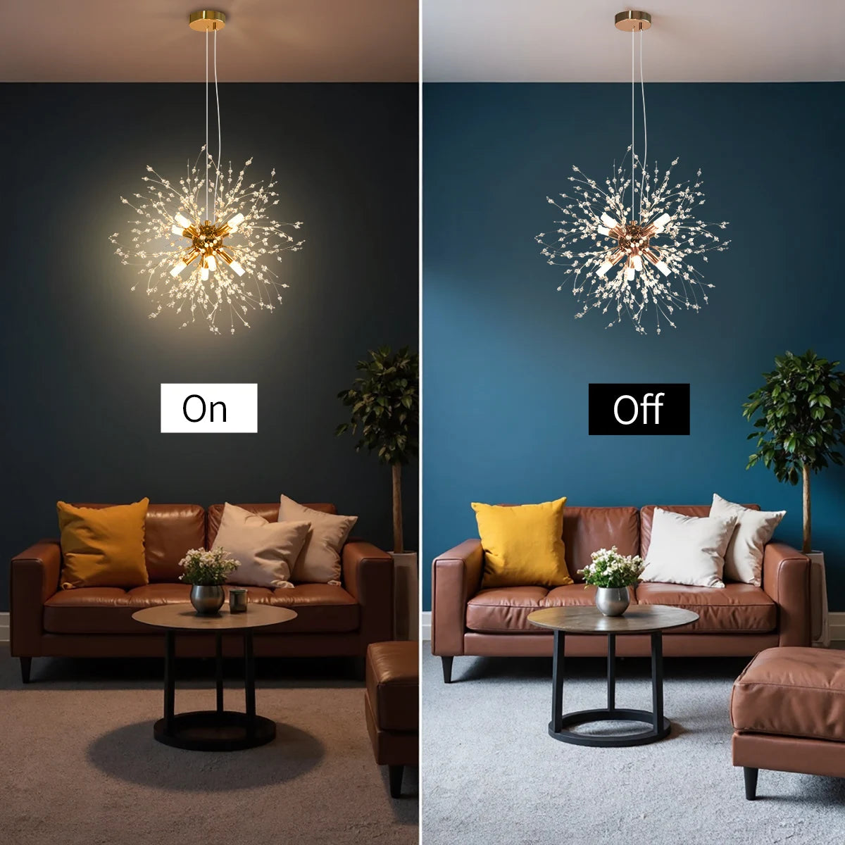Crystal Dandelion Chandelier With G9 Bulbs Pendant Light For Living Room