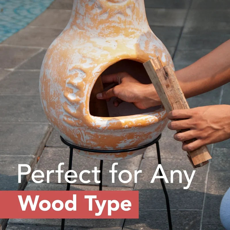 Chiminea Outdoor Fireplace Clay Chimineas With Rain Lids And Stands