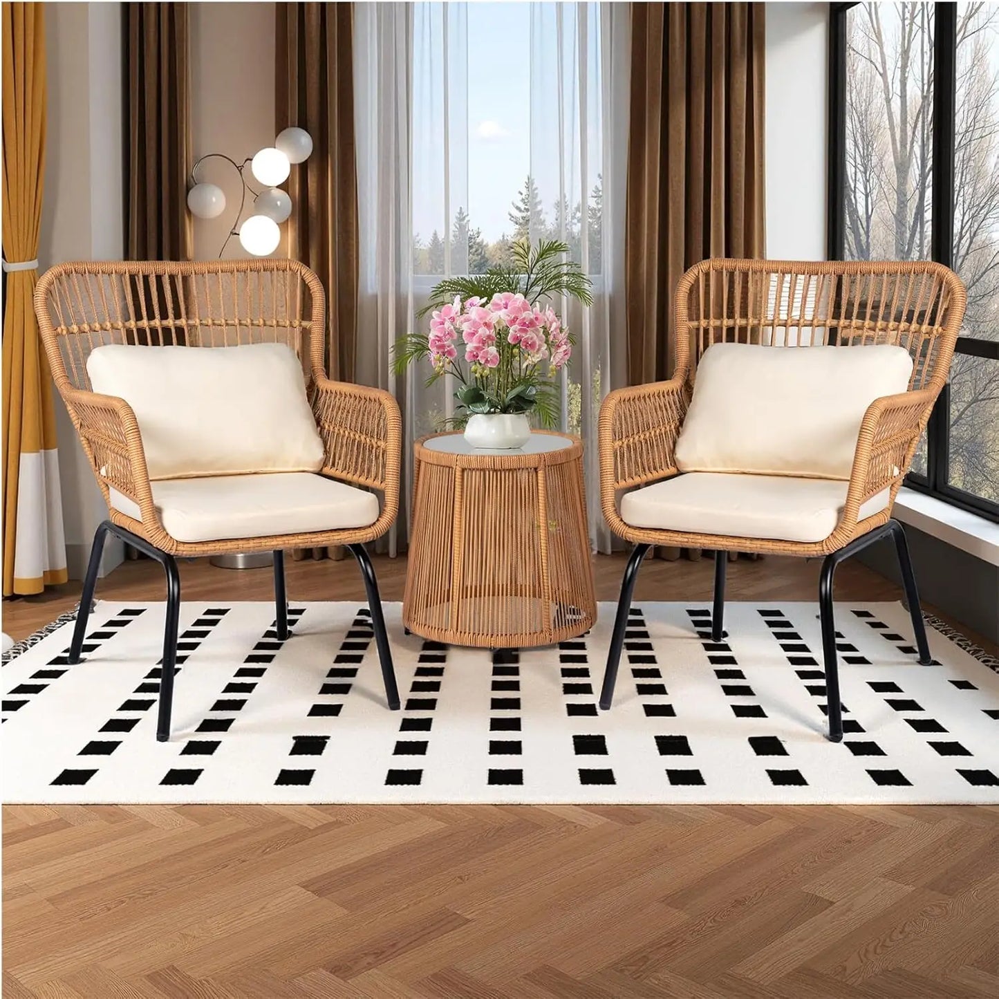 Outdoor Wicker Bistro Set Patio Furniture