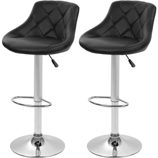 Bar Stools Set Of 2 With Swivel Chrome Frame Backrest