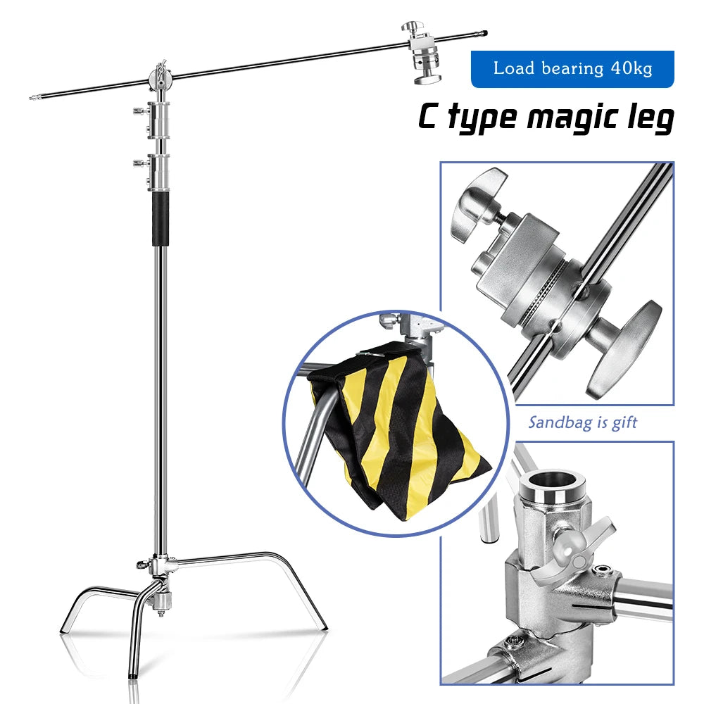 SH Stainless Steel Century Foldable Light Stand C-Stand for Softbox Photography