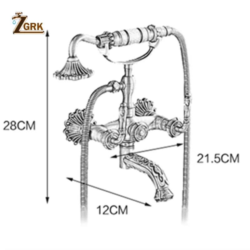 ZGRK Wall Mounted Bathtub Shower Dual Control Faucet Set