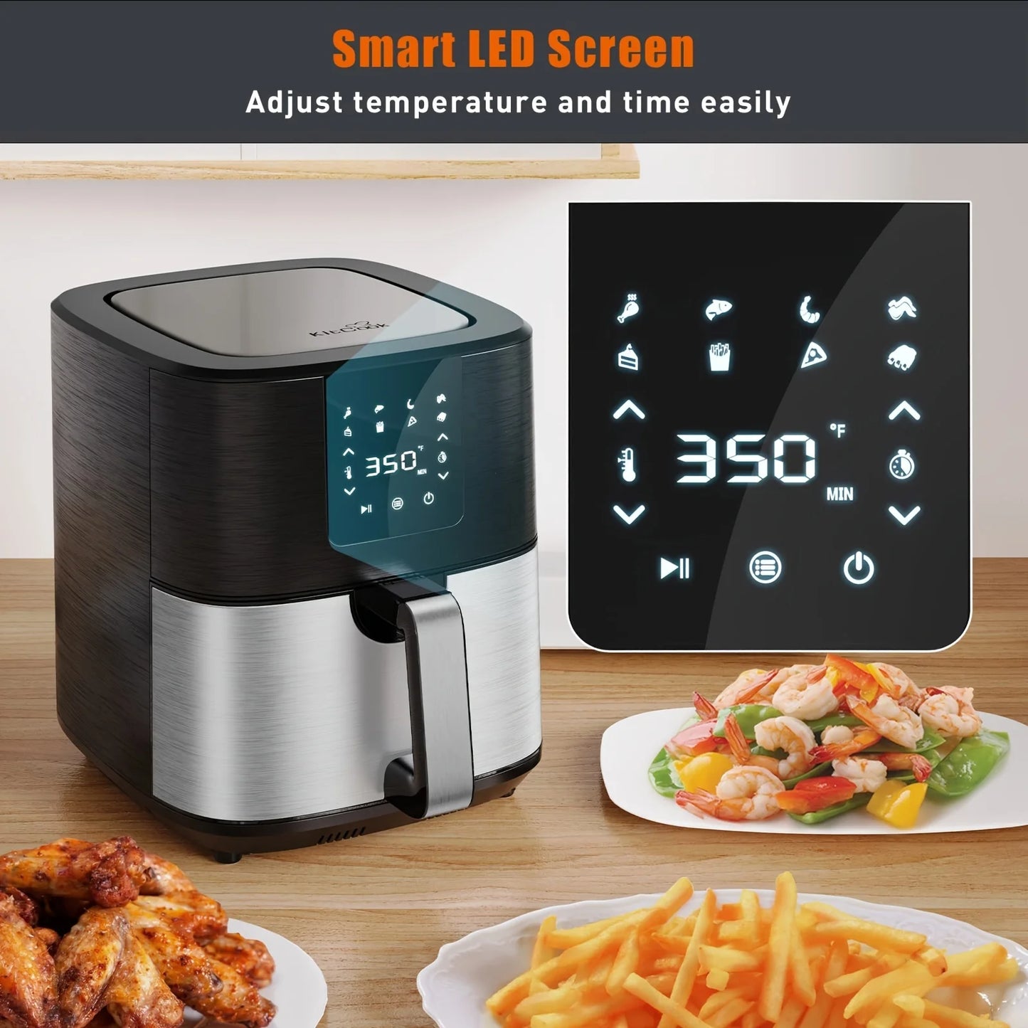 KitCook Air Fryer With 1500W 8 Presets Digital Touch