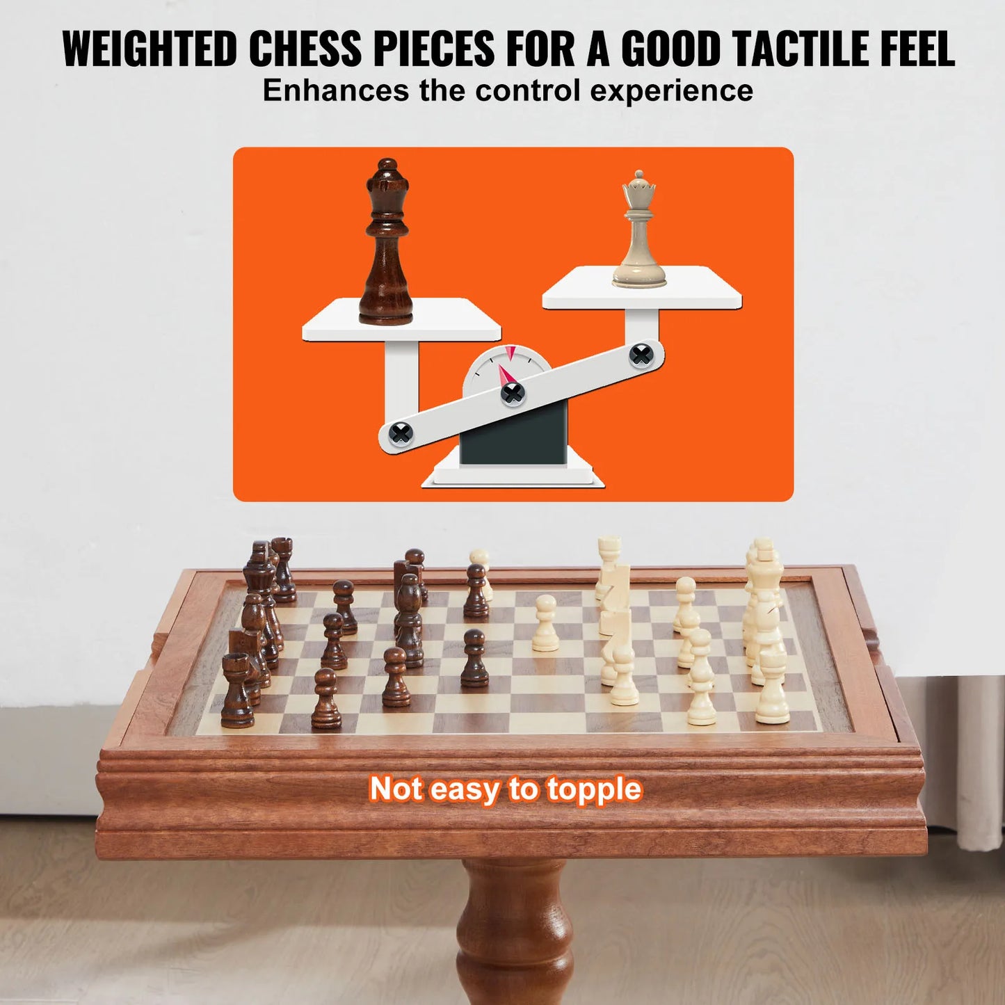 SucceBuy 3 in 1 Chess Checkers Backgammon Table Set Deluxe
