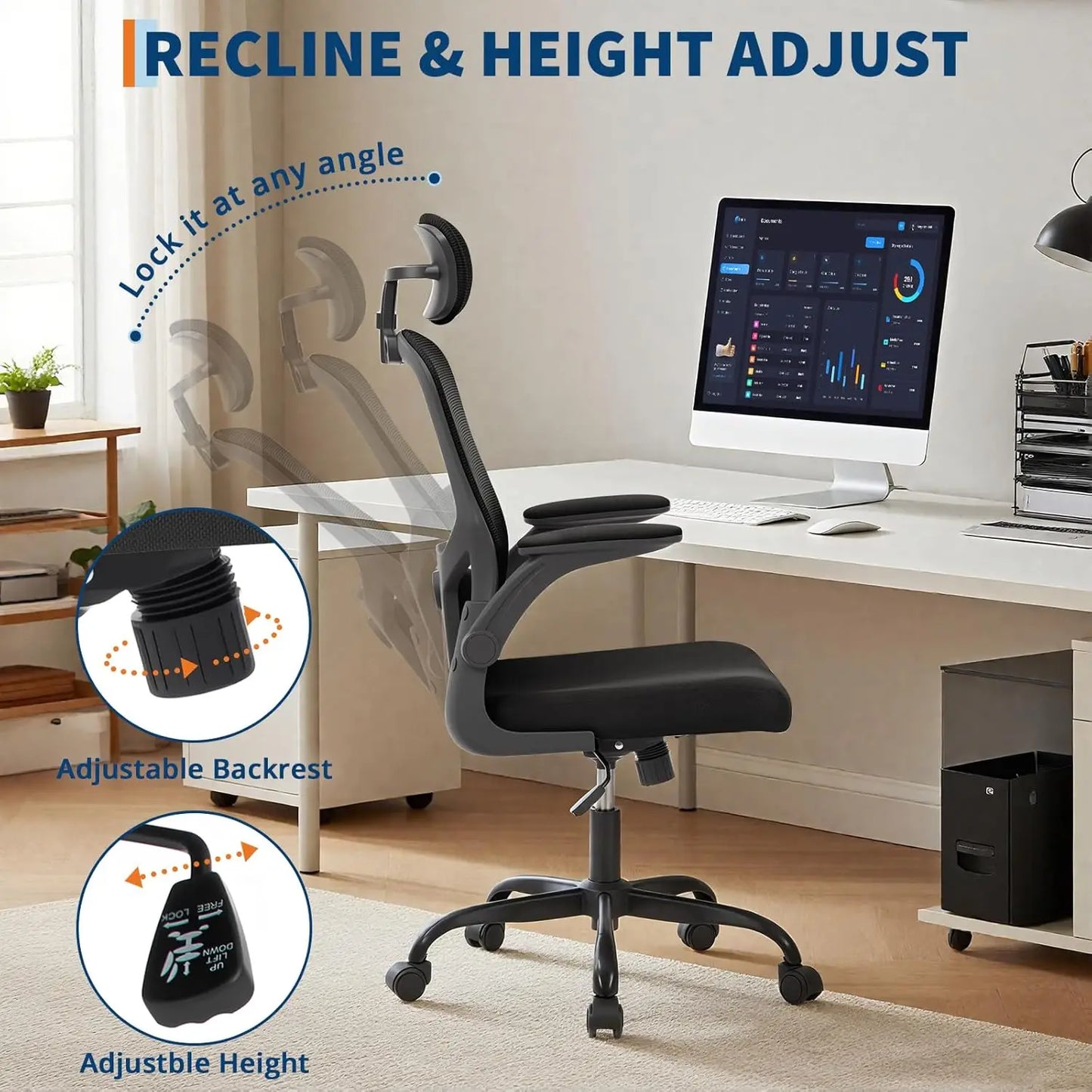 HobbyLane Ergonomic High Back Mesh Desk Office Chair With Headrest