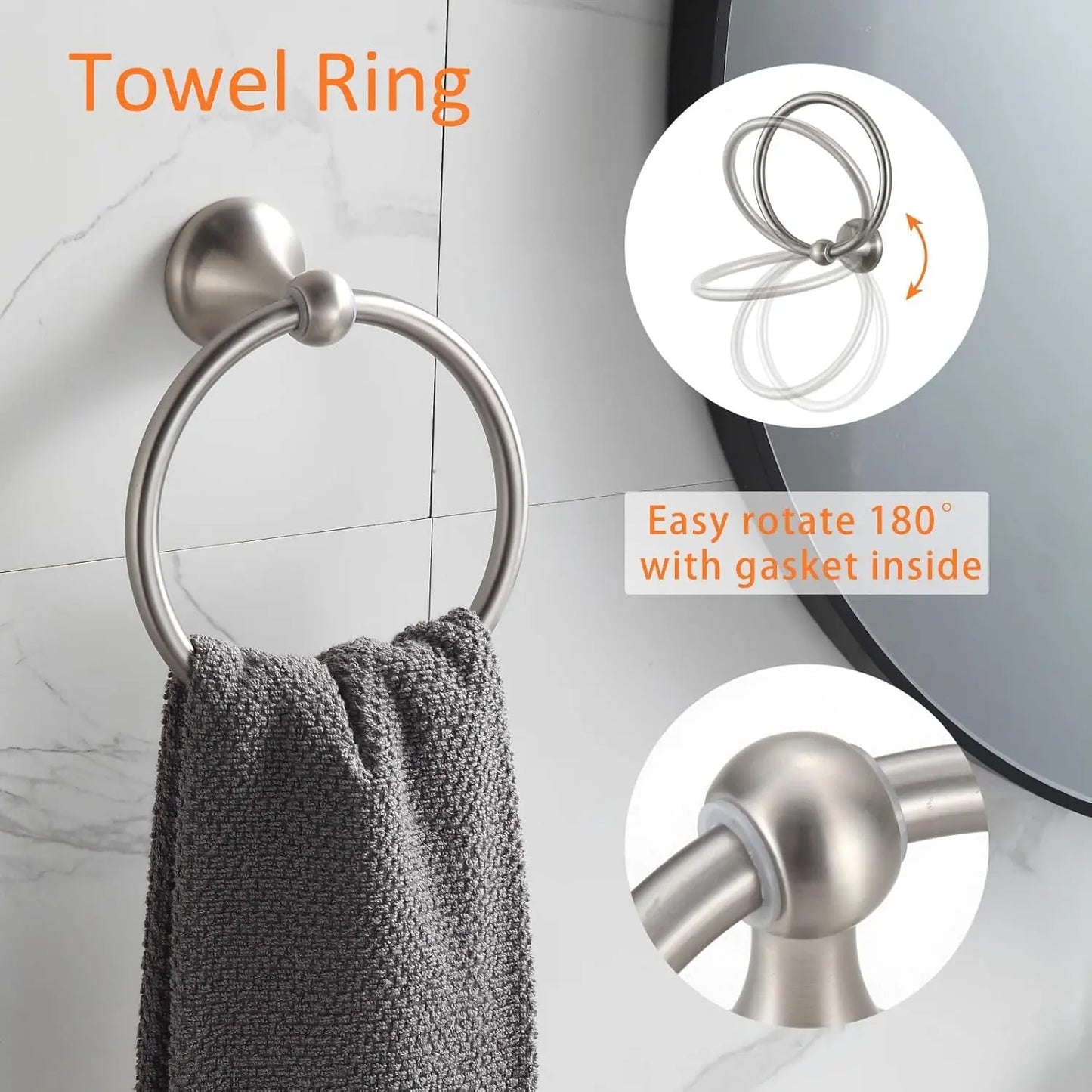 Adjustable Expandable Towel Bar Set Wall Mounted Bathroom Hardware