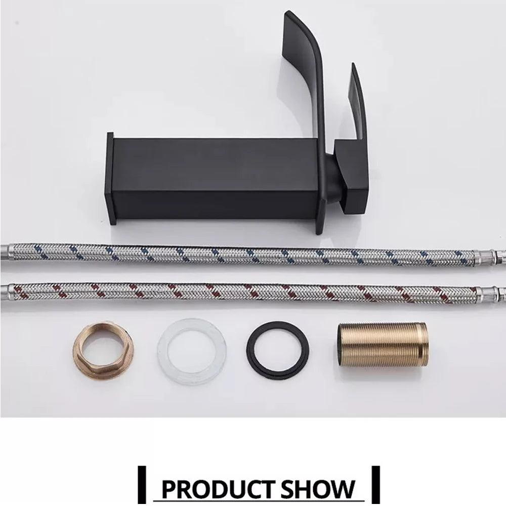 MYQualife Waterfall Bathroom Vanity Faucet Single Hole Deck Mounted