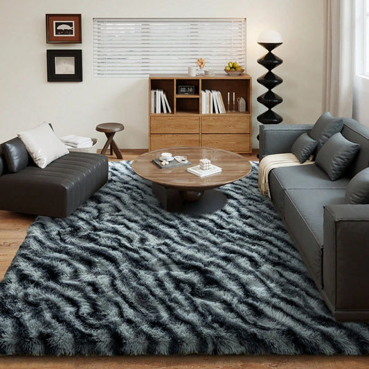 NONEDesign Fluffy Zebra Print Rug Shaggy Plush Indoor Living Room